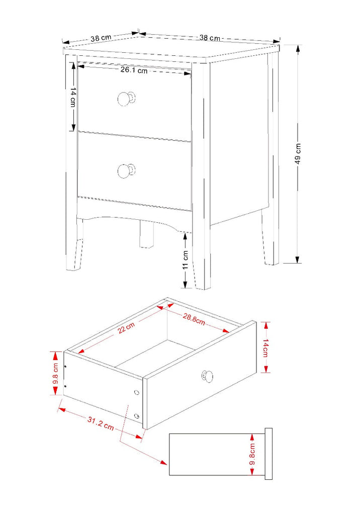 Core Products Como White 2 drawer petite beside cabinet - Price Crash Furniture