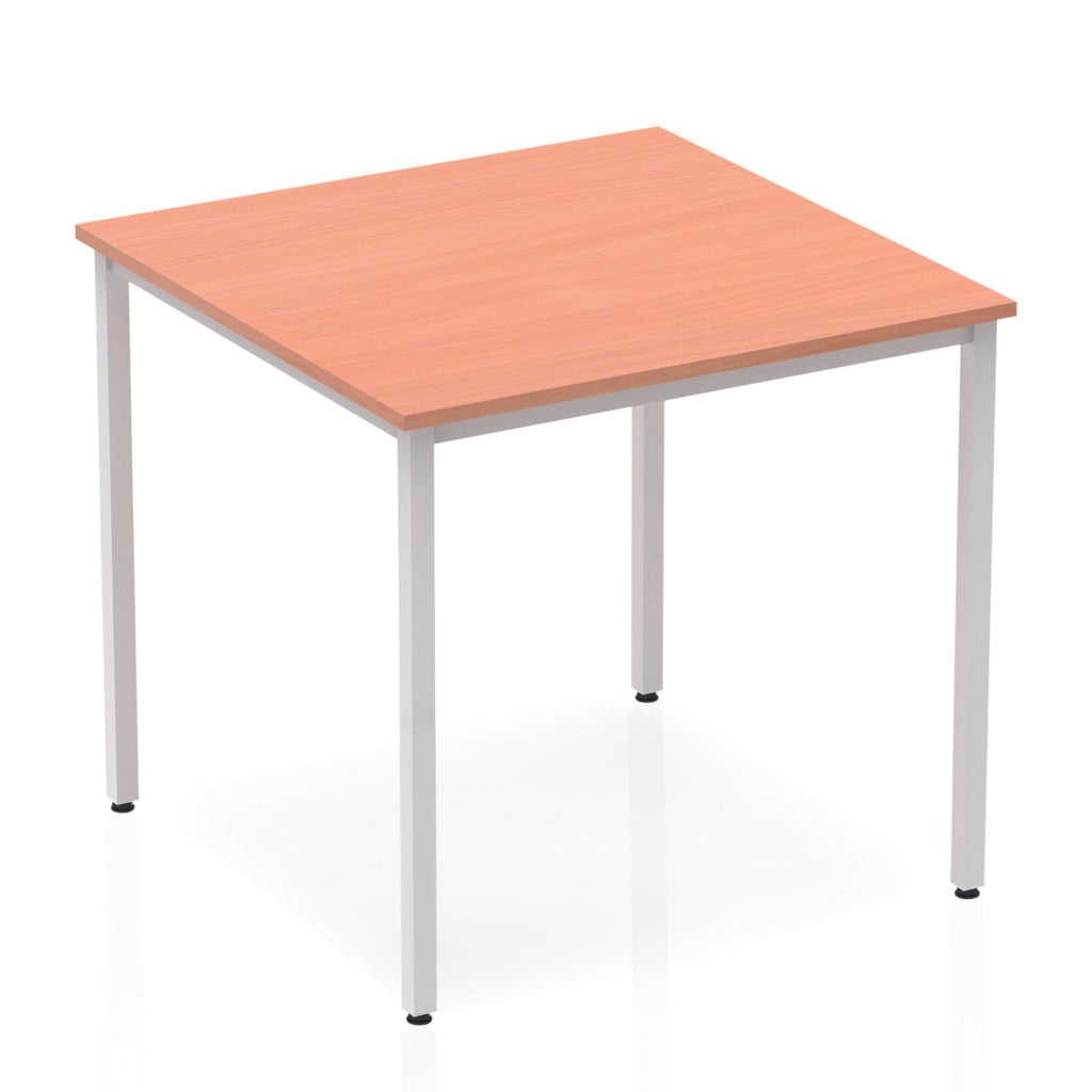 Impulse Straight Table with Beech Top and Silver Box Frame Leg - Price Crash Furniture