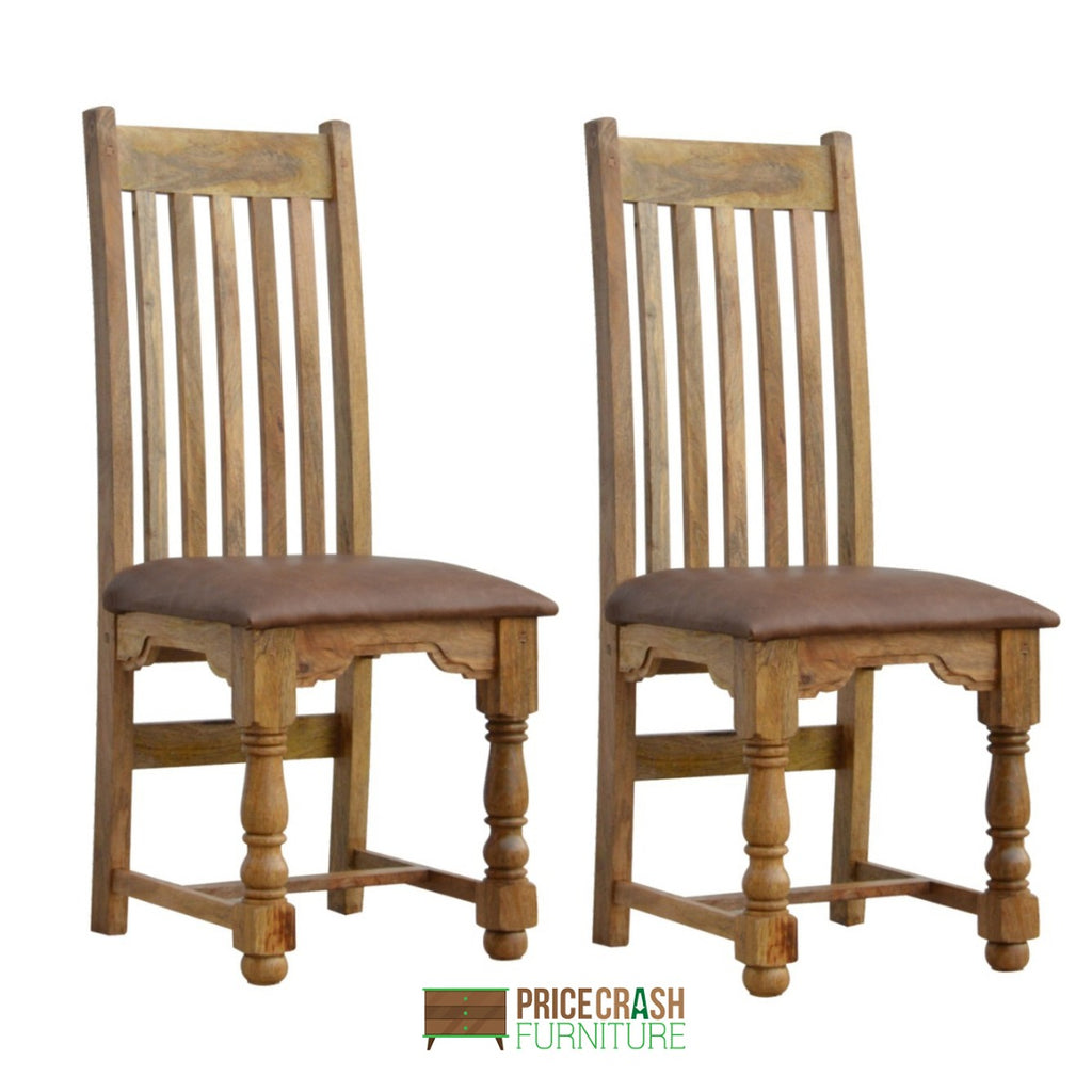 Pair of Granary Royale Dining Chairs with Leather Seat - Price Crash Furniture