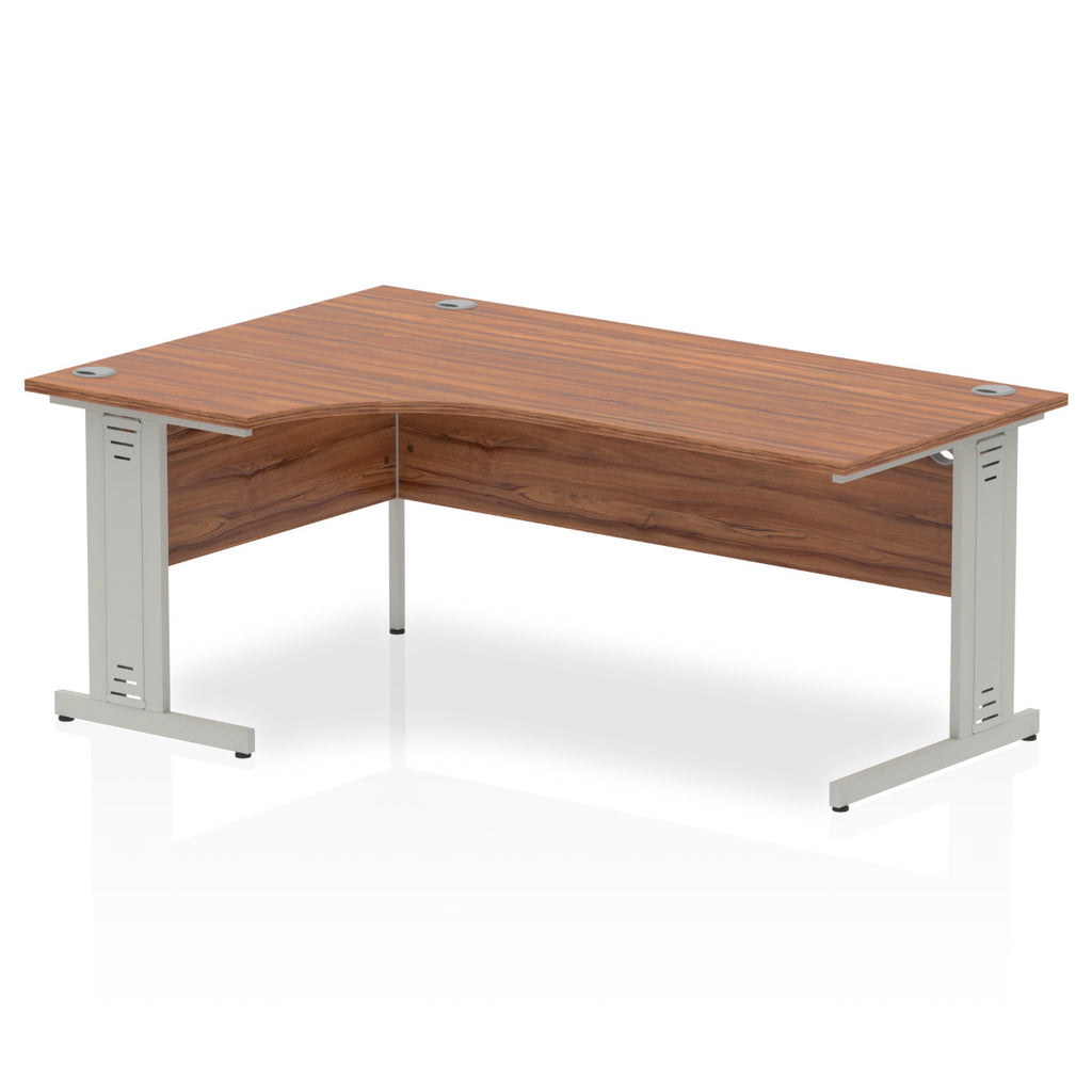 Impulse Crescent Desk with Walnut Top and Silver Cable Managed Leg - Price Crash Furniture