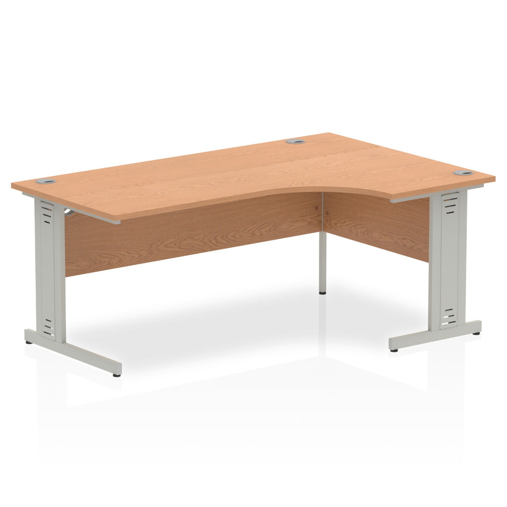 Impulse Crescent Desk with Oak Top and Silver Cable Managed Leg - Price Crash Furniture