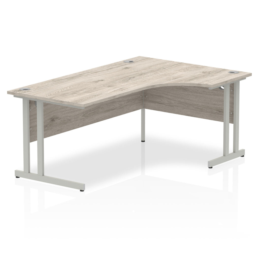 Impulse Crescent Desk with Grey Oak Top and Silver Cantilever Leg - Price Crash Furniture