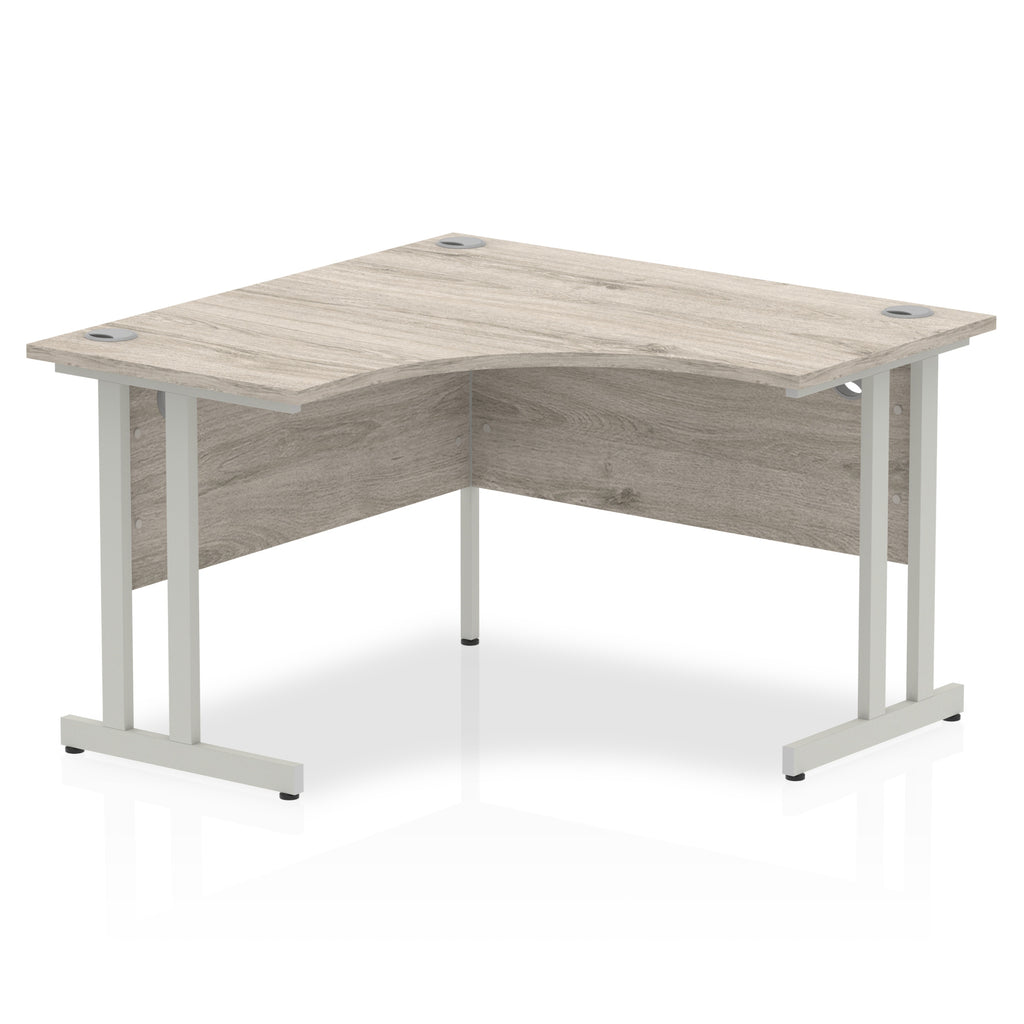 Impulse Crescent Desk with Grey Oak Top and Silver Cantilever Leg - Price Crash Furniture