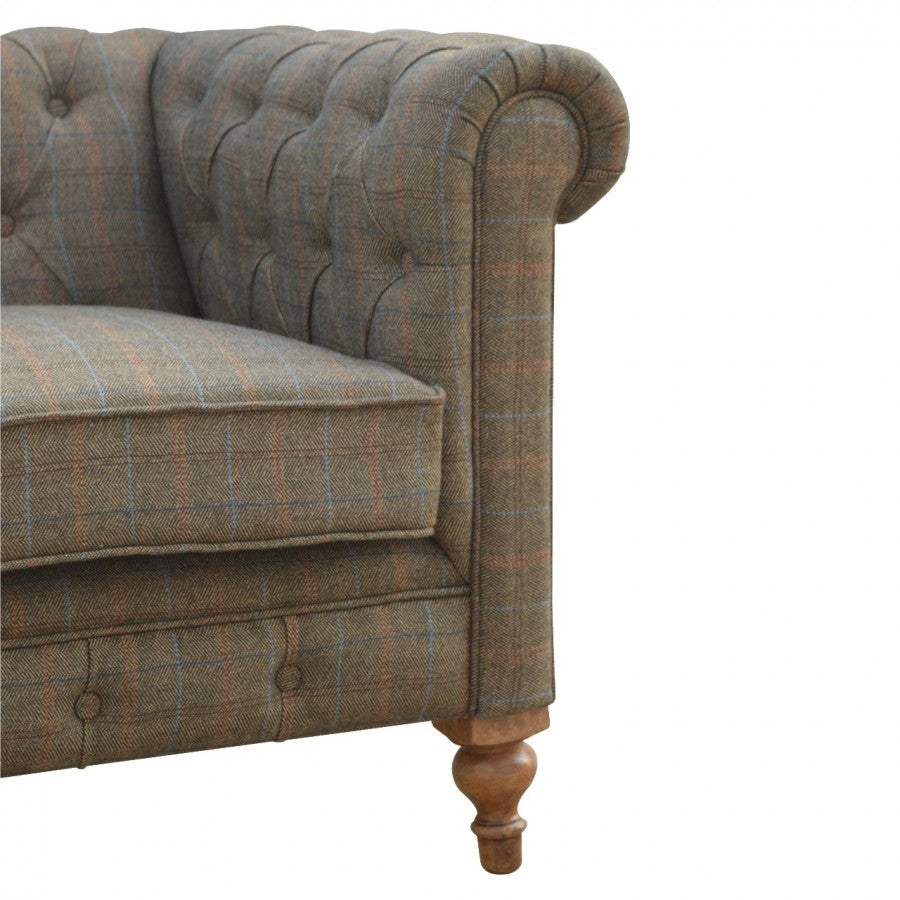 Multi Tweed 3 Seater Chesterfield Sofa - Price Crash Furniture