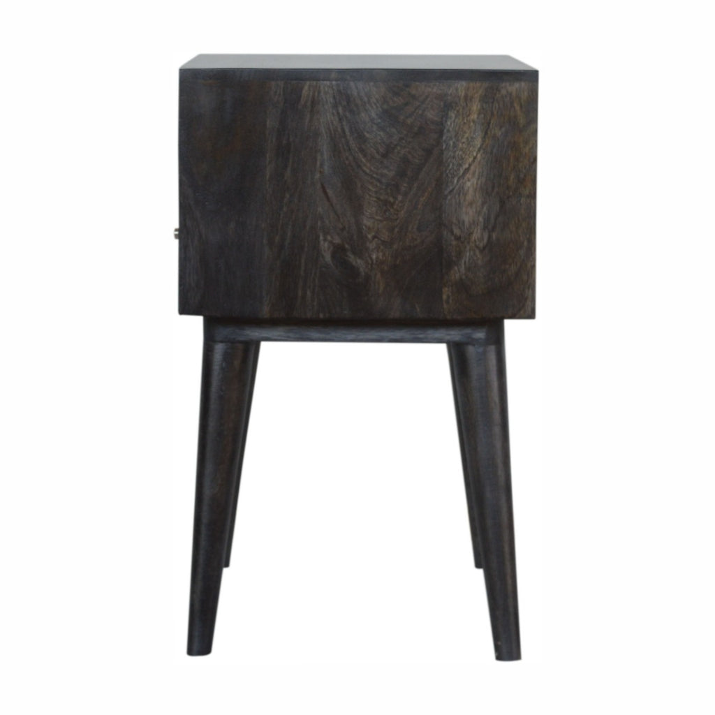 Ash Black Carved Drawer Bedside Table - Price Crash Furniture