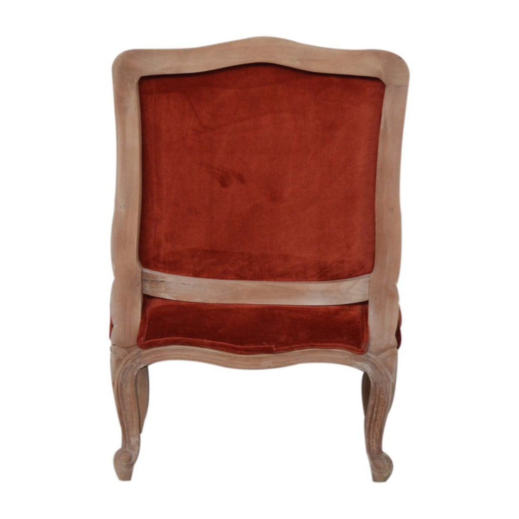 Brick Red Velvet French Style Chair - Price Crash Furniture