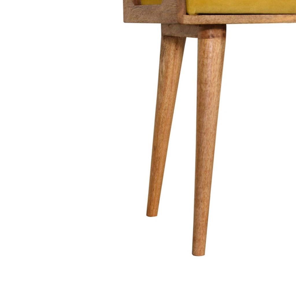 Mustard Velvet Tray Style Footstool - Price Crash Furniture