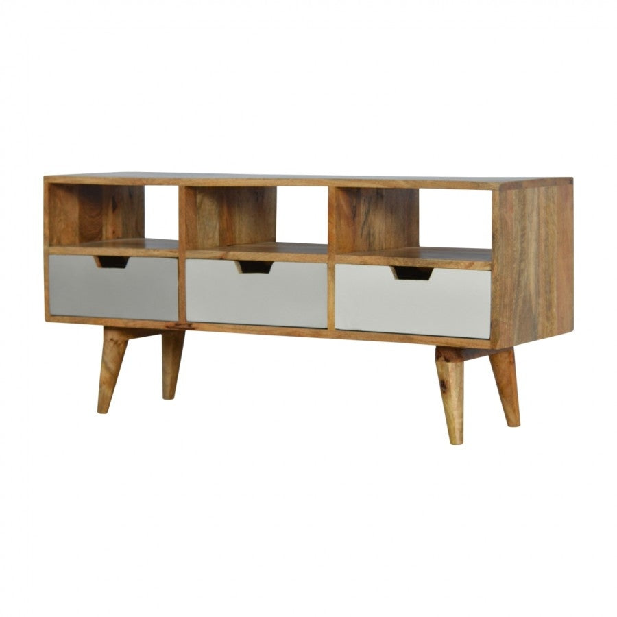 Media Unit With 3 Hand Painted Cut Out Drawers - Price Crash Furniture
