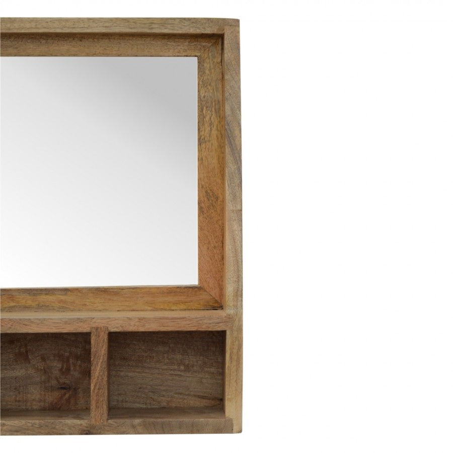 Solid Wood 5 Slot Wall Mounted Unit With Mirror - Price Crash Furniture