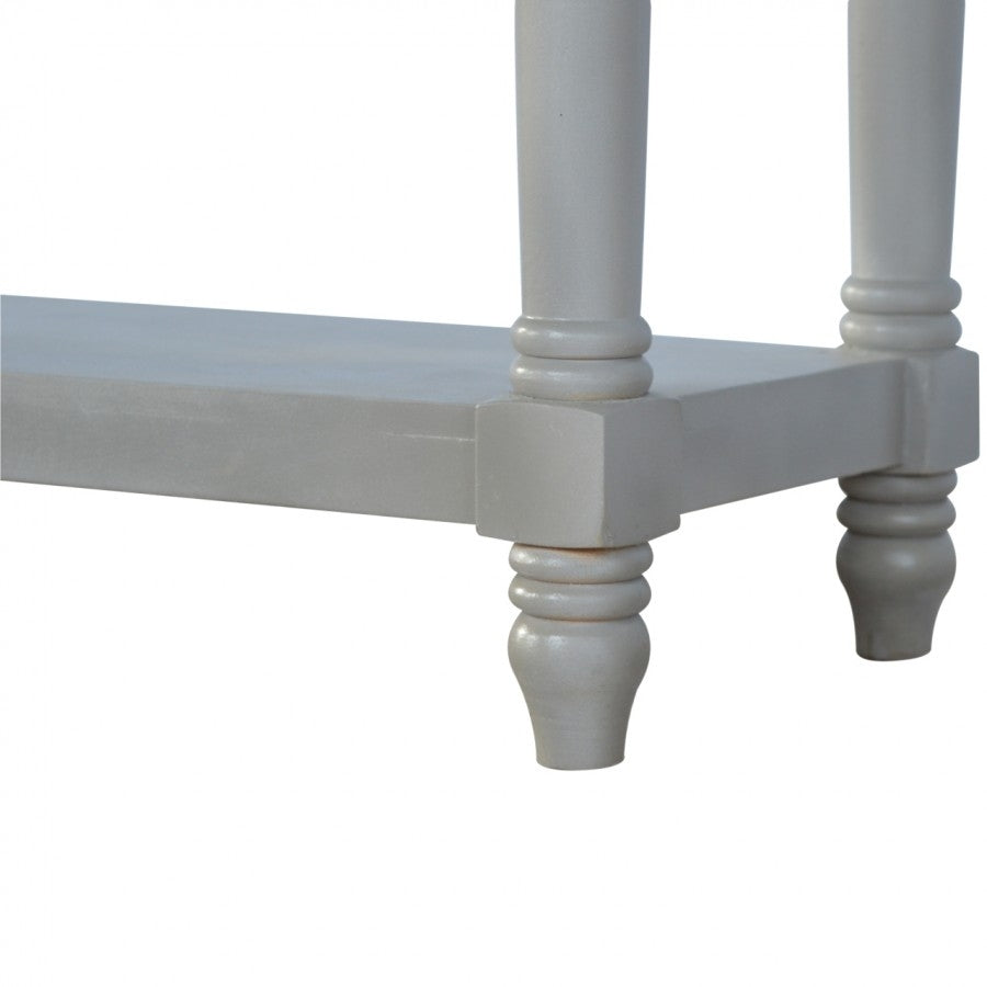 3 Drawer Grey Painted Console Table With Turned Legs - Price Crash Furniture