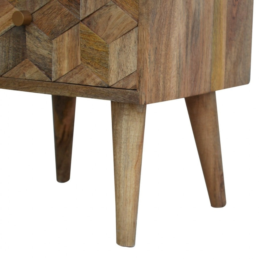 Cube Carved Bedside With 2 Drawers - Price Crash Furniture