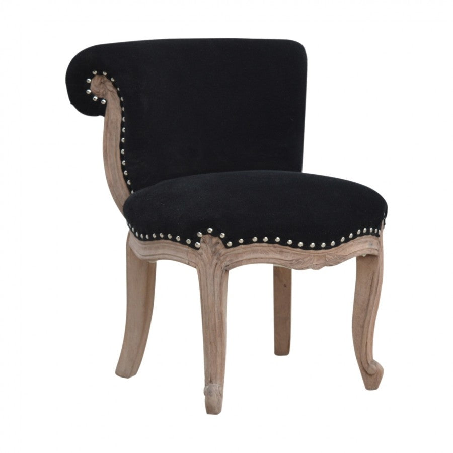 Black Velvet Studded Accent Chair With Cabriole Legs - Price Crash Furniture
