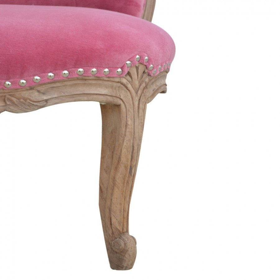 Pink Velvet Studded Accent Chair With Cabriole Legs - Price Crash Furniture