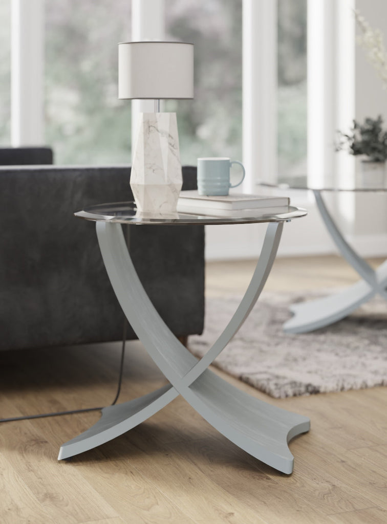JF309 Siena Lamp Table in Grey and Glass by Jual - Price Crash Furniture