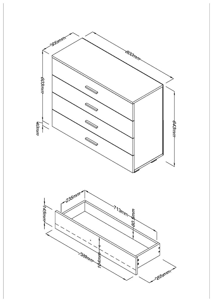 Lido - White high gloss compact 4 drawer chest - Price Crash Furniture