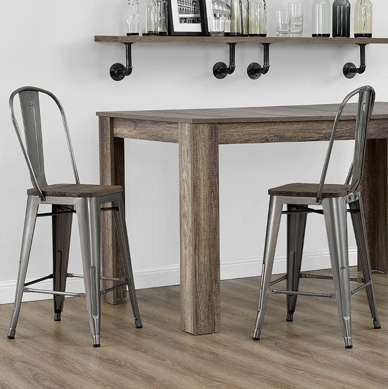 Luxor Pair of 24in Metal Counter Stools in Antique Gun Metal by Dorel at Price Crash Furniture. Other colours & sizes available.