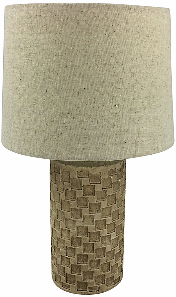 Beige Tile Lamp and Shade 38cm - Price Crash Furniture