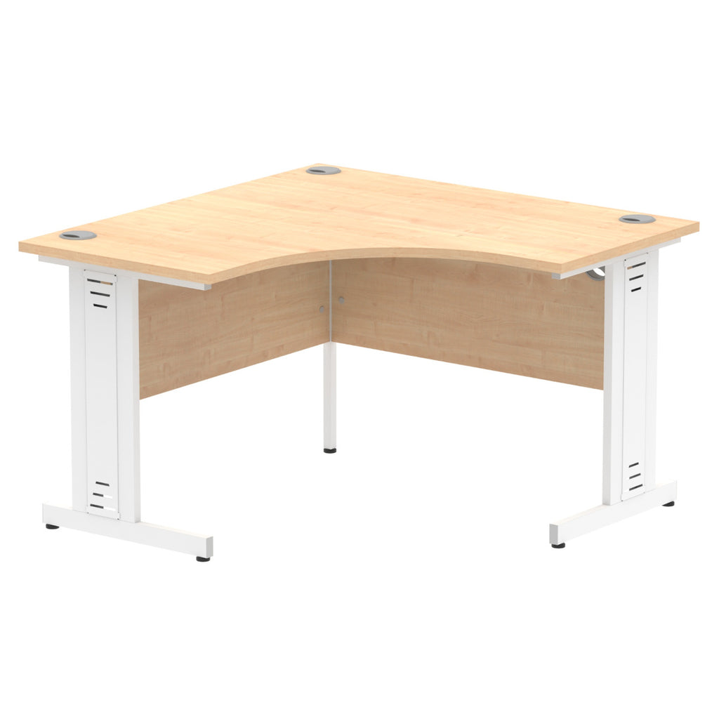 Impulse 1200mm Corner Desk with Maple Top and White Cable Managed Leg - Price Crash Furniture