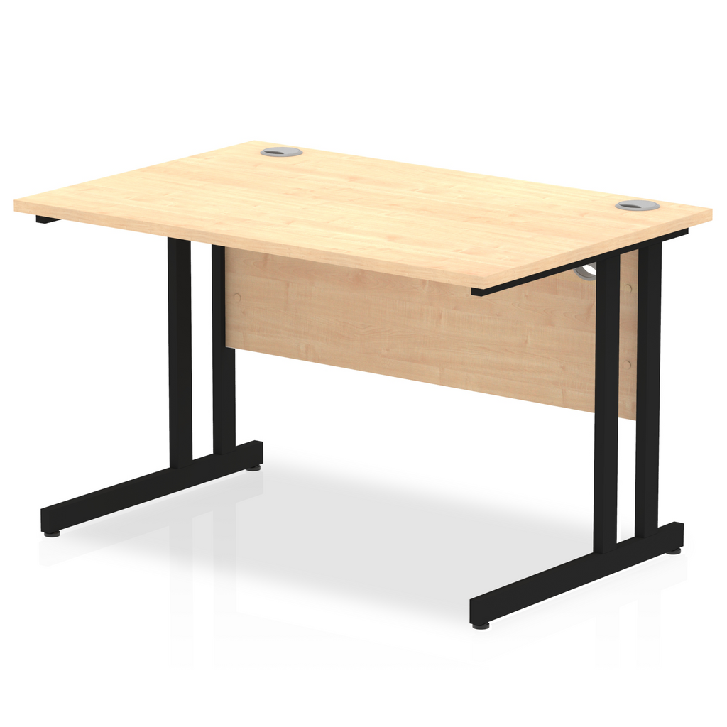 Impulse 800mm deep Straight Desk with Maple Top and Black Cantilever Leg - Price Crash Furniture