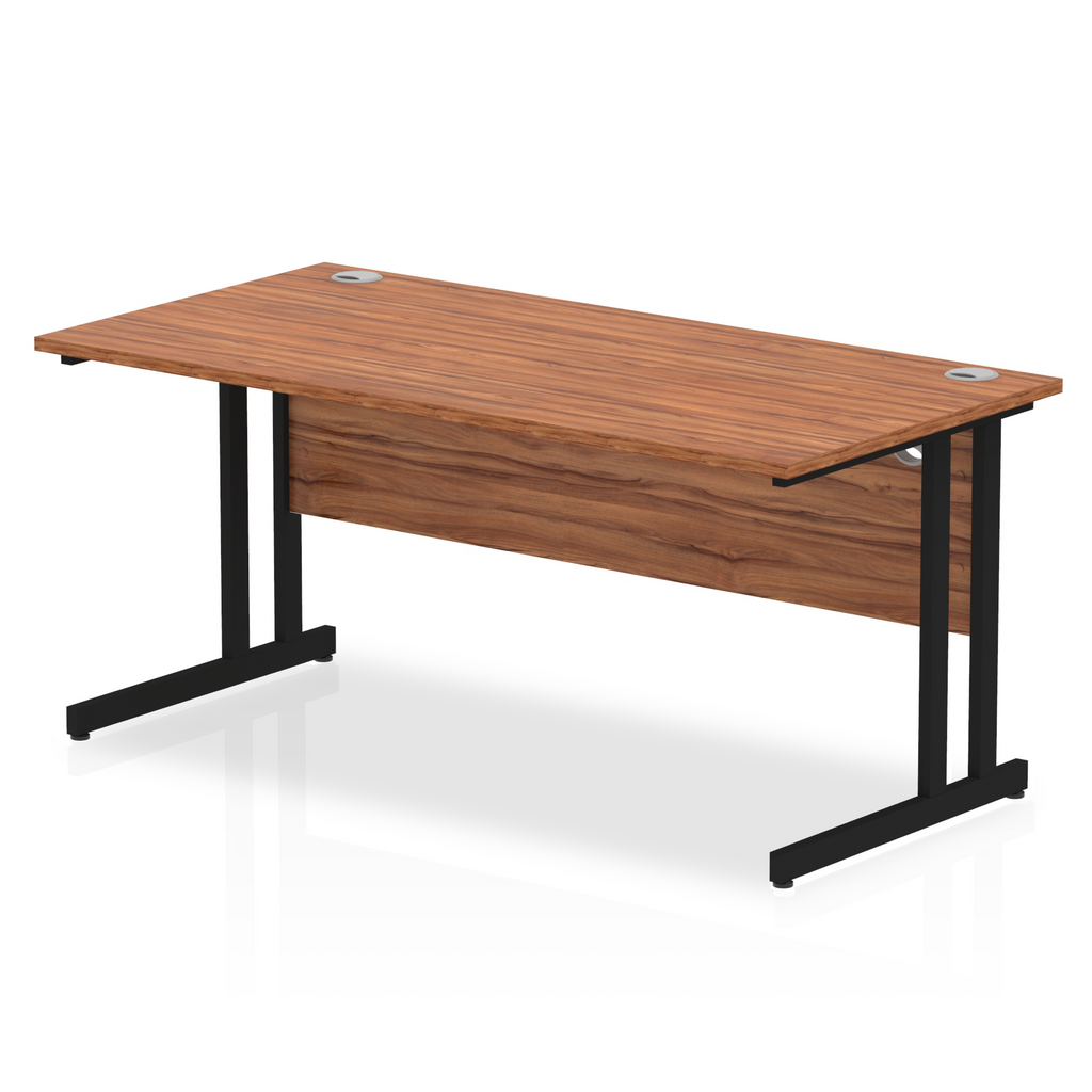 Impulse 800mm deep Straight Desk with Walnut Top and Black Cantilever Leg - Price Crash Furniture