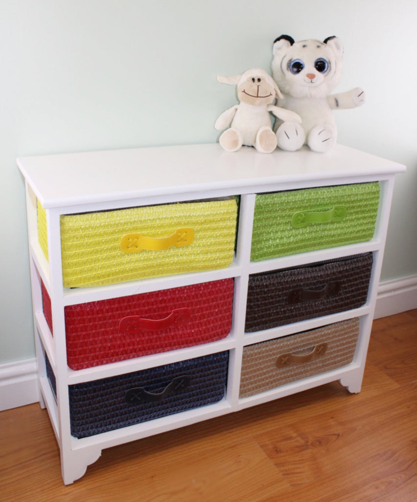 Multi Coloured 6 Drawer Storage Unit with Baskets - Price Crash Furniture