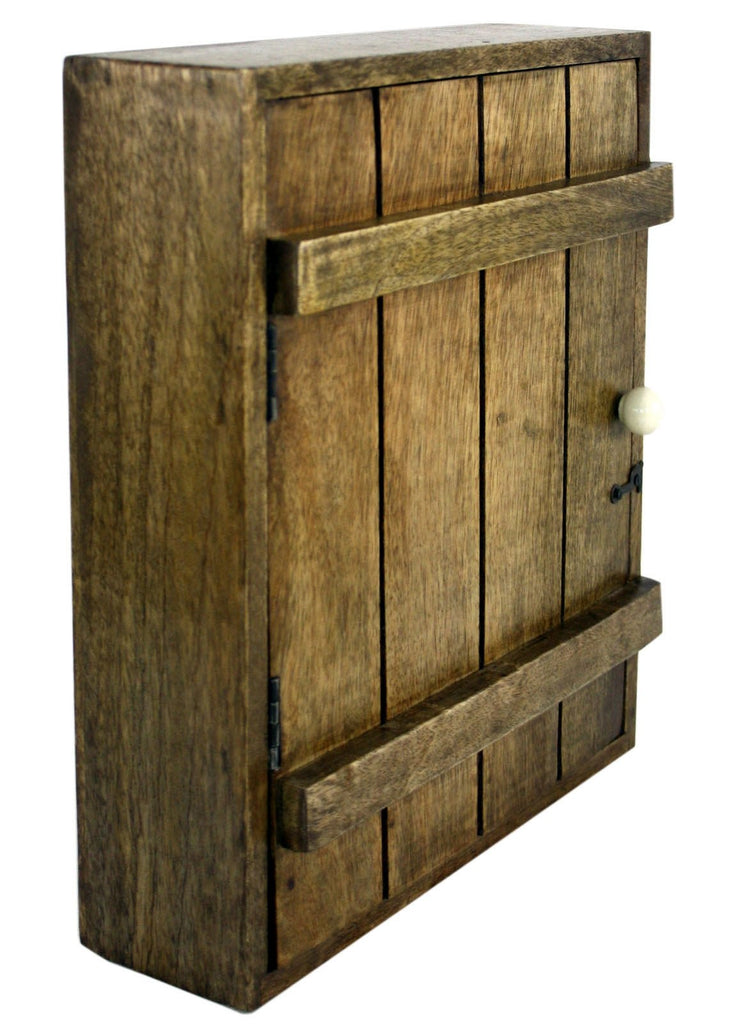 Solid Wood Wall Hanging Key Cabinet with 6 Hooks - Price Crash Furniture