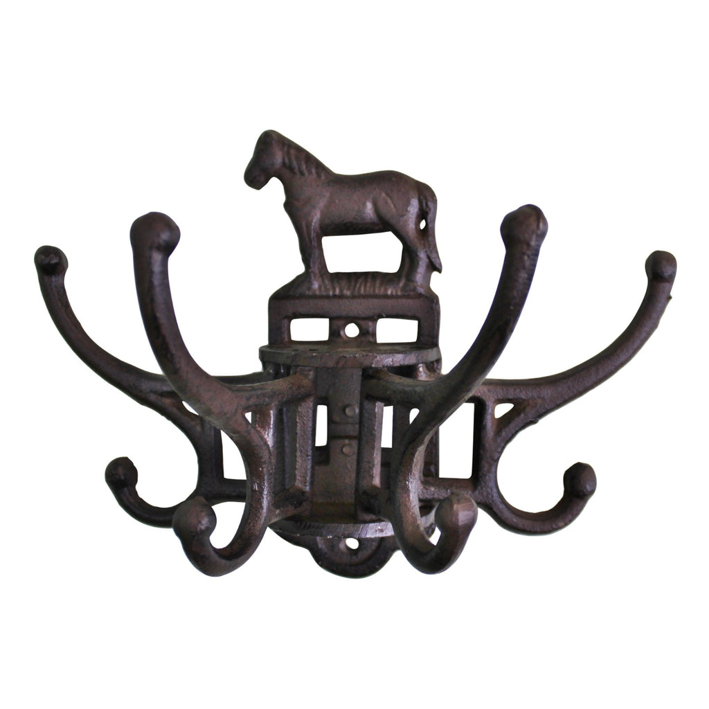 Cast Iron Wall Mounted Rotating Coat Hooks, Horse, 8 hooks - Price Crash Furniture