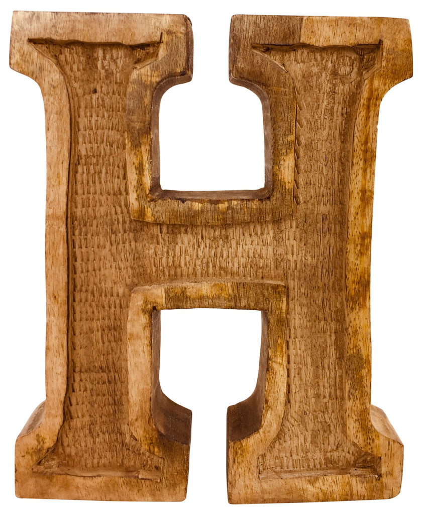 Hand Carved Wooden Embossed Letter H - Price Crash Furniture