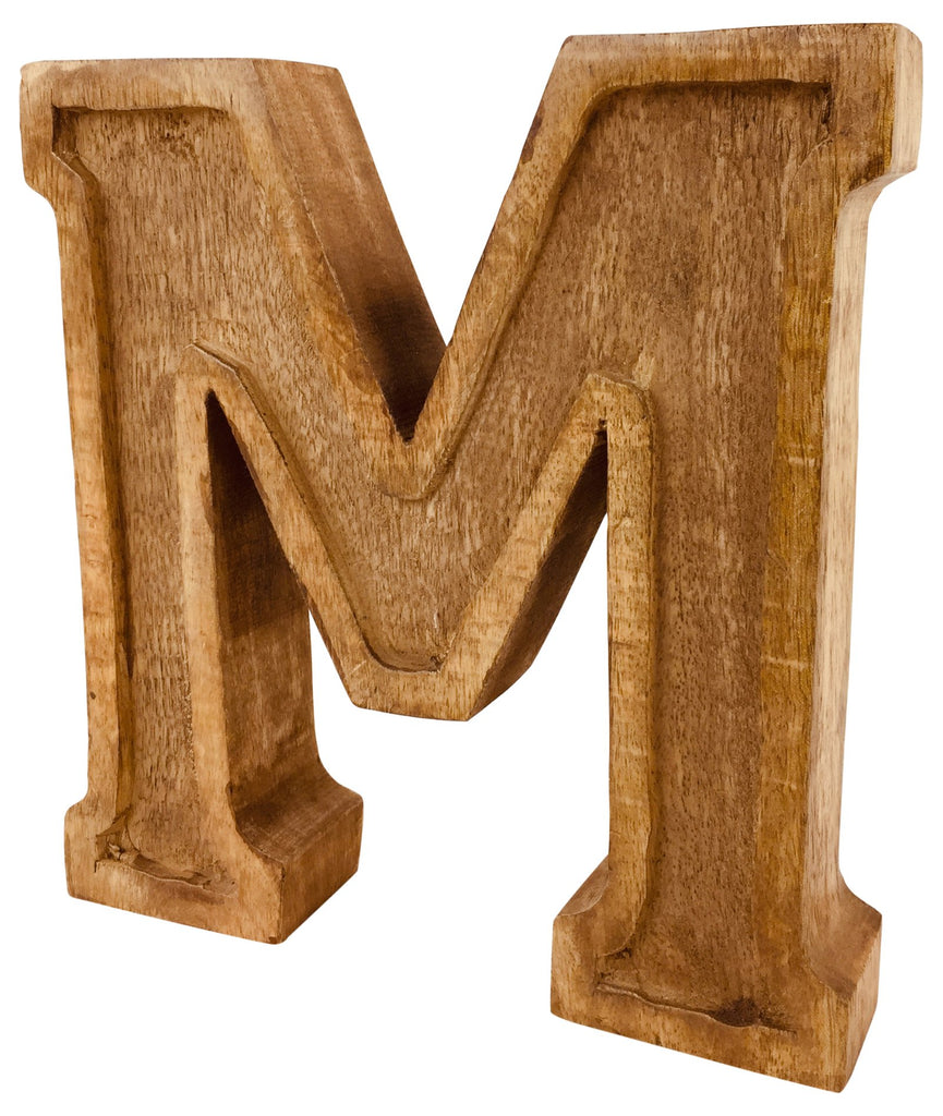 Hand Carved Wooden Embossed Letter M - Price Crash Furniture