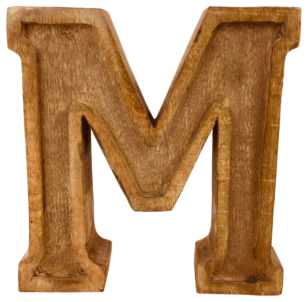 Hand Carved Wooden Embossed Letter M - Price Crash Furniture