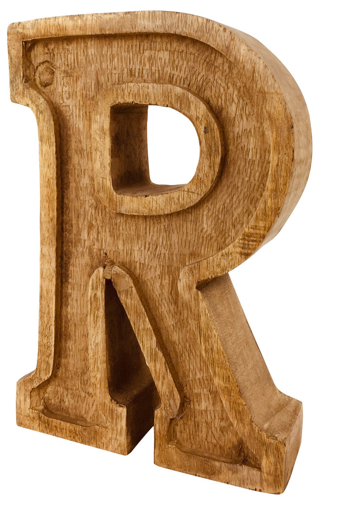 Hand Carved Wooden Embossed Letter R - Price Crash Furniture