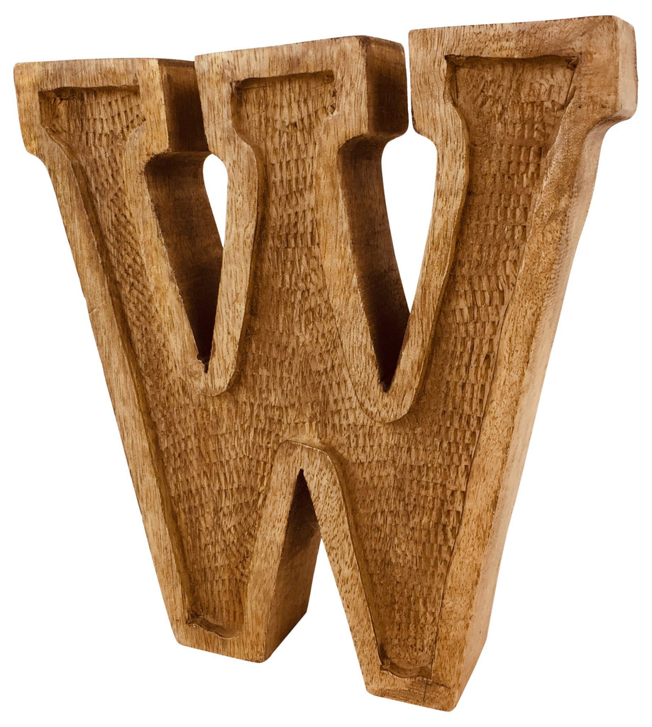 Hand Carved Wooden Embossed Letter W - Price Crash Furniture
