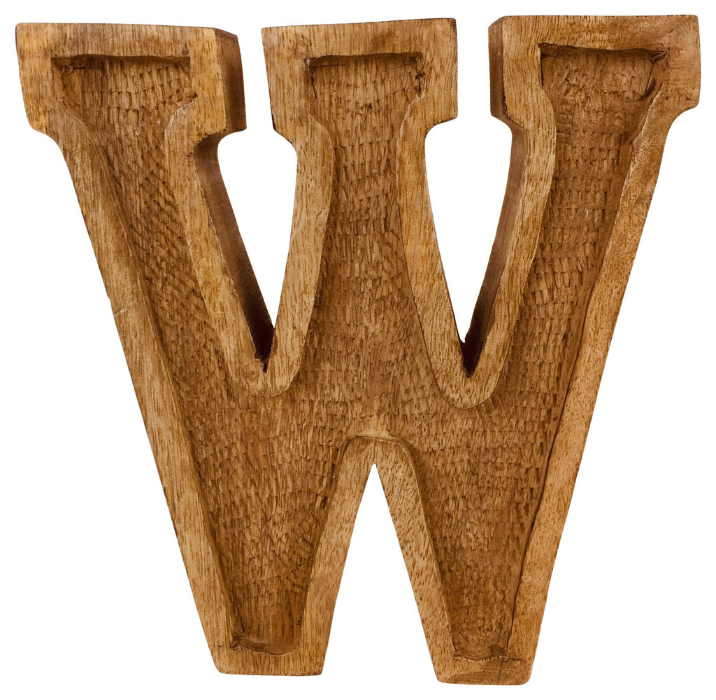 Hand Carved Wooden Embossed Letter W - Price Crash Furniture