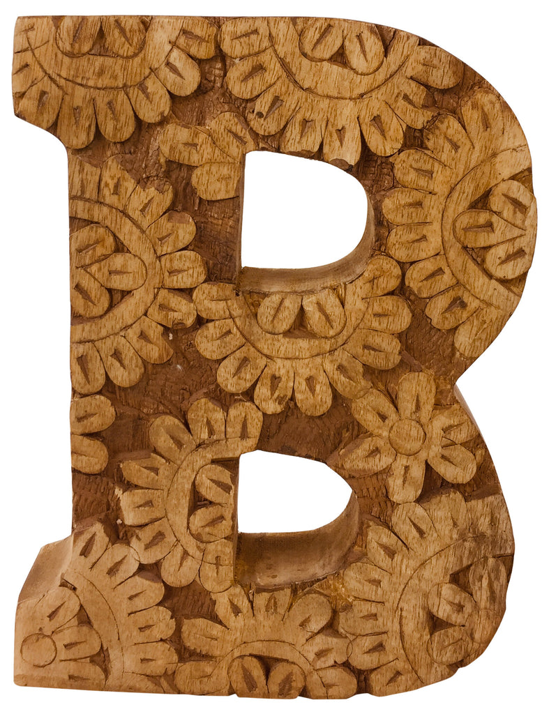 Hand Carved Wooden Flower Letter B - Price Crash Furniture
