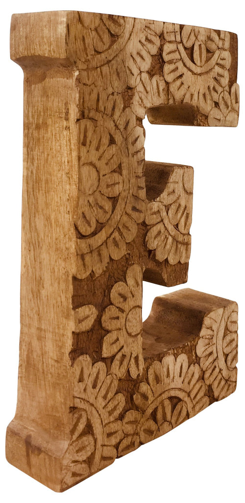 Hand Carved Wooden Flower Letter E - Price Crash Furniture