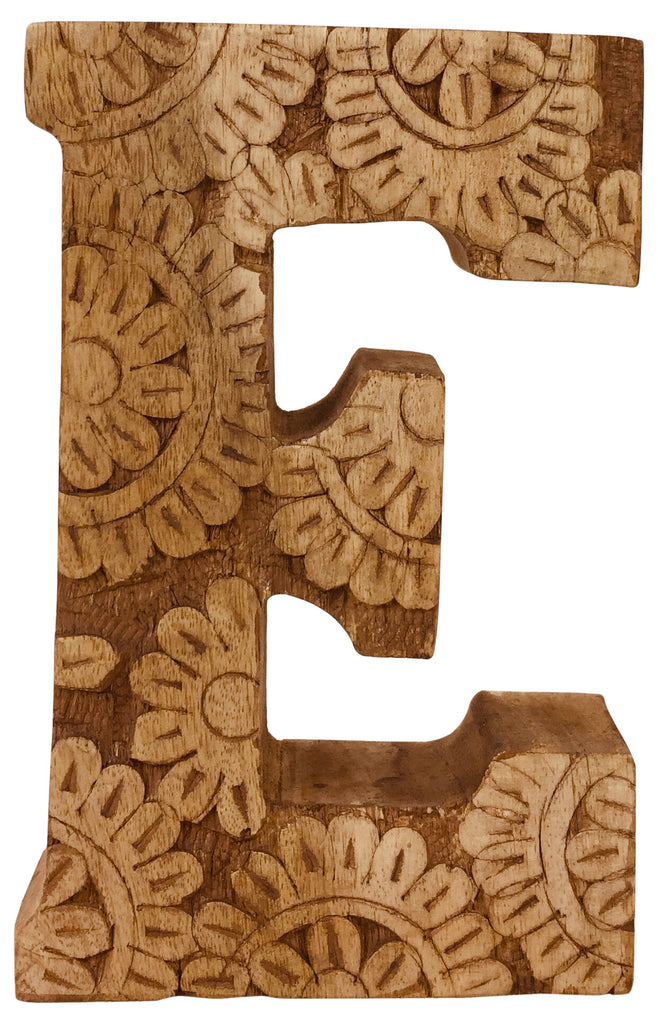 Hand Carved Wooden Flower Letter E - Price Crash Furniture