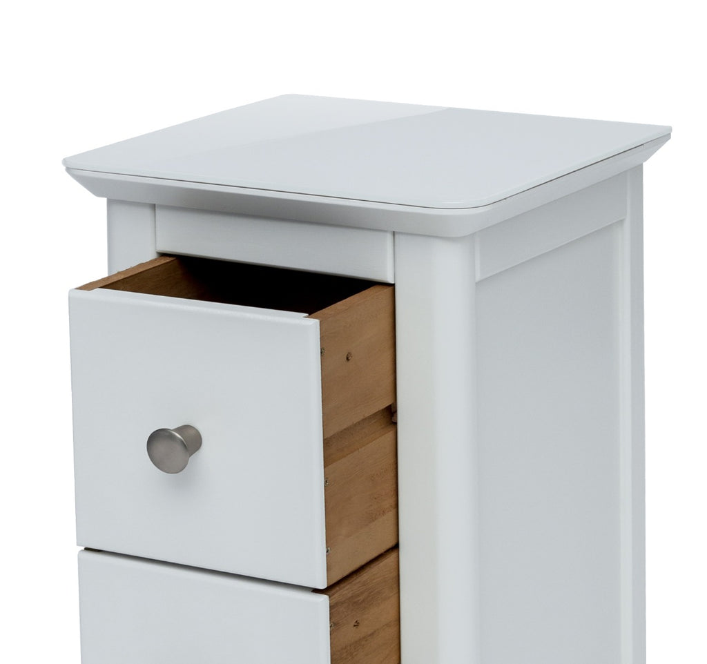 Core Products Nairn White Handcrafted 3 Drawer Bedside Cabinet - Price Crash Furniture