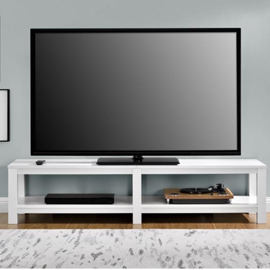Parsons Wooden Large TV Stand In White by Dorel - Price Crash Furniture