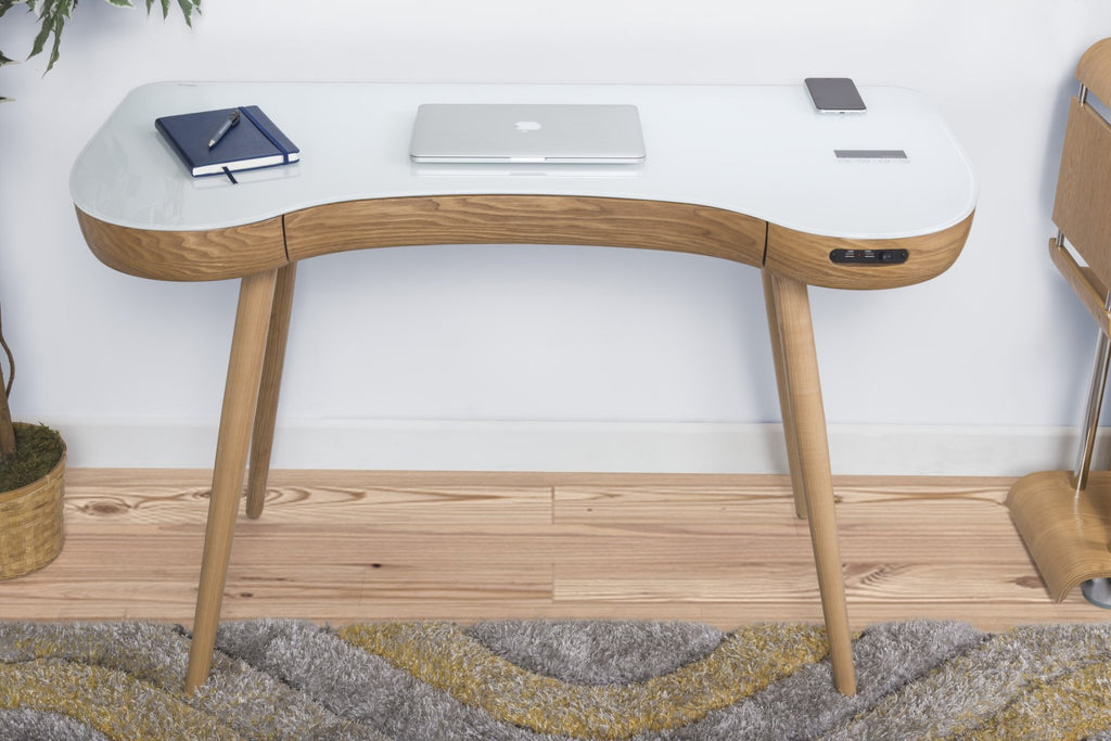 PC711 San Francisco Smart Speaker Bluetooth USB Desk in Oak by Jual - Price Crash Furniture