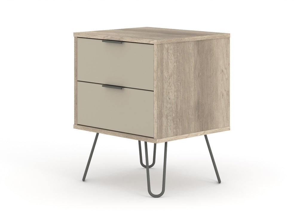 Core Products Augusta 2 Drawer Bedside Cabinet in Driftwood & Calico - Price Crash Furniture