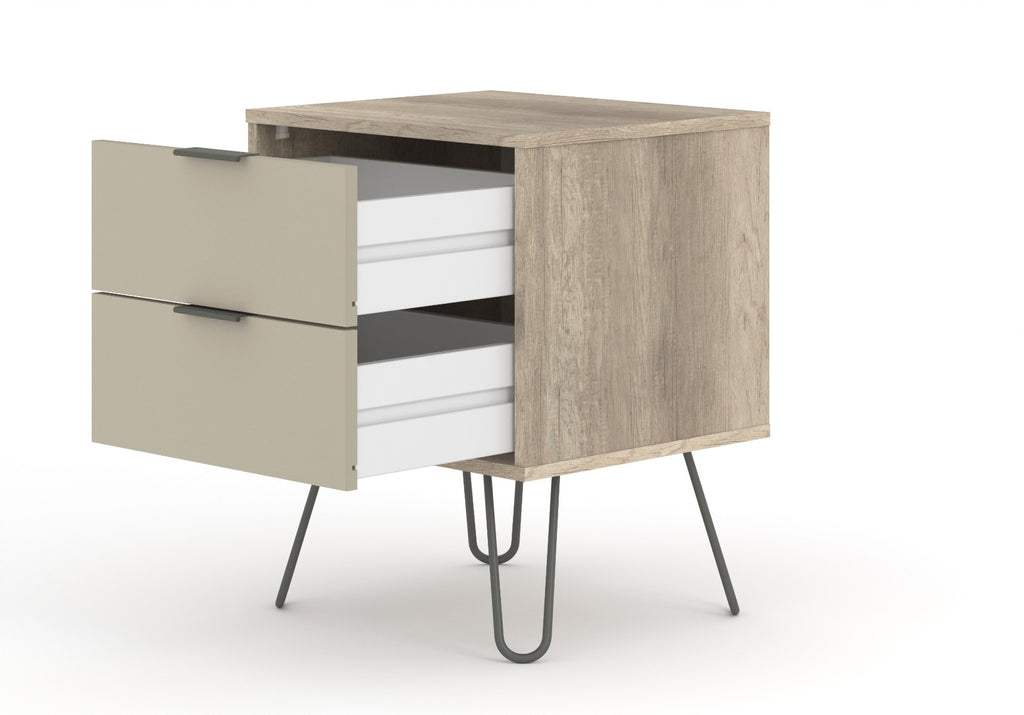 Core Products Augusta 2 Drawer Bedside Cabinet in Driftwood & Calico - Price Crash Furniture