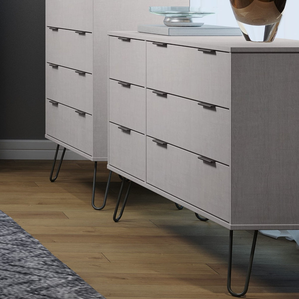 Core Products Augusta 3+3 Wide Chest of Drawers in Grey - Price Crash Furniture
