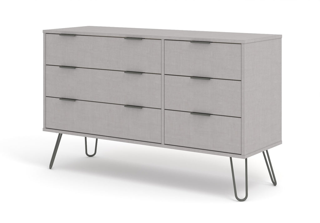 Core Products Augusta 3+3 Wide Chest of Drawers in Grey - Price Crash Furniture