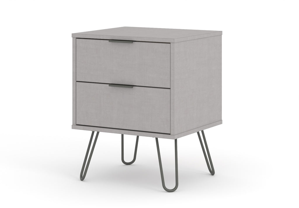 Core Products Augusta 2 Drawer Bedside Cabinet in Grey - Price Crash Furniture
