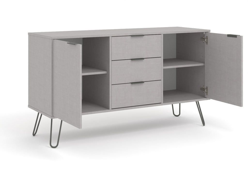 Core Products Augusta Medium Sideboard with 2 Doors & 3 Drawers in Grey - Price Crash Furniture