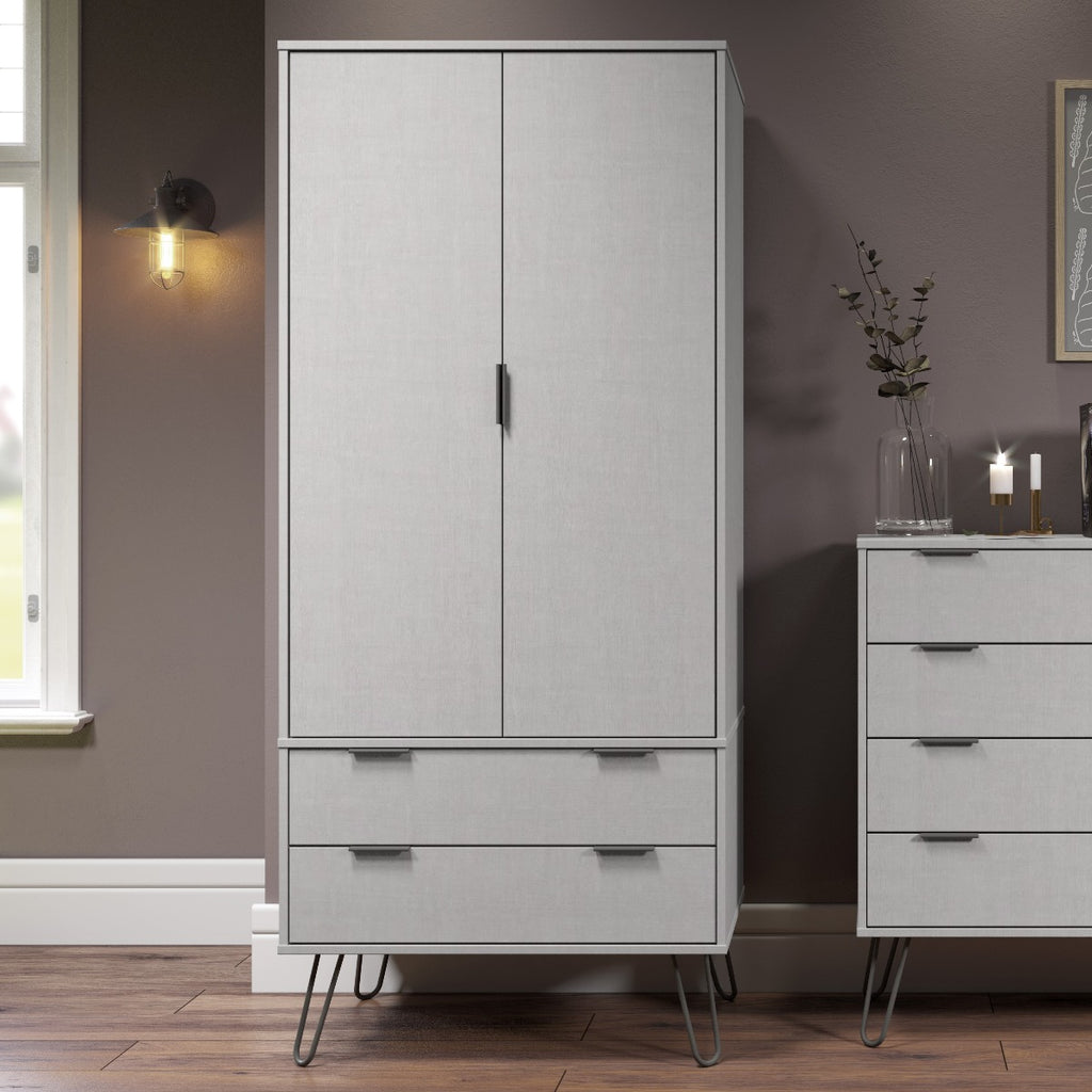 Core Products Augusta 2 Door & 2 Drawer Wardrobe in Grey - Price Crash Furniture