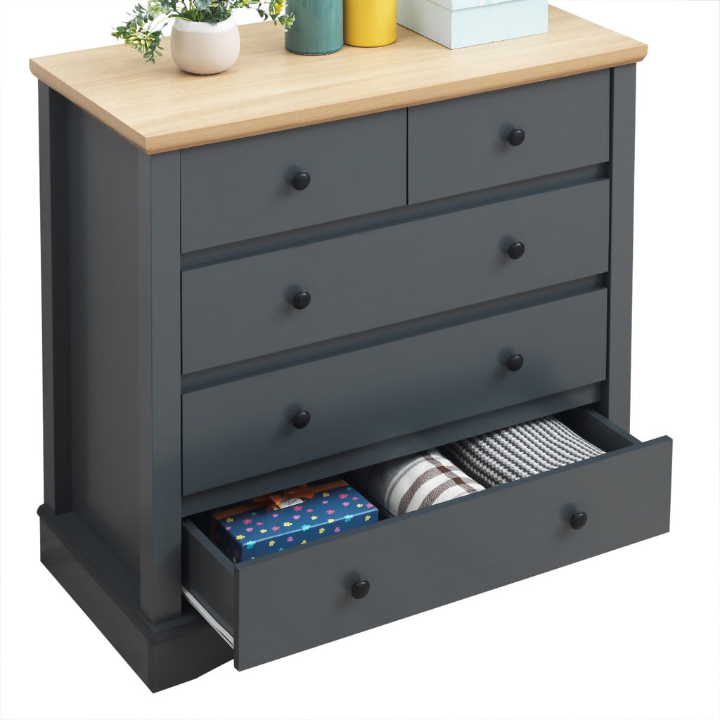 Carden 5 Drawer Chest of Drawers in Grey by TAD - Price Crash Furniture