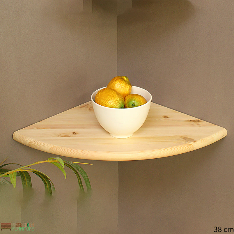 Simple and Natural Corner Wall Shelf 38cm in Solid Wood by Core - Price Crash Furniture
