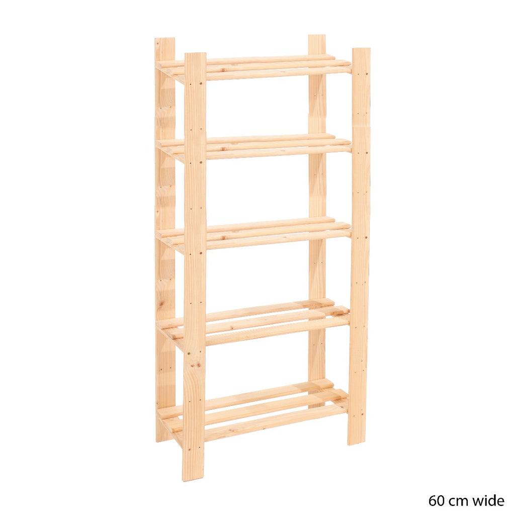 Simple and Natural Wood 60x150cm 5-Tier Shelf Unit by Core - Price Crash Furniture