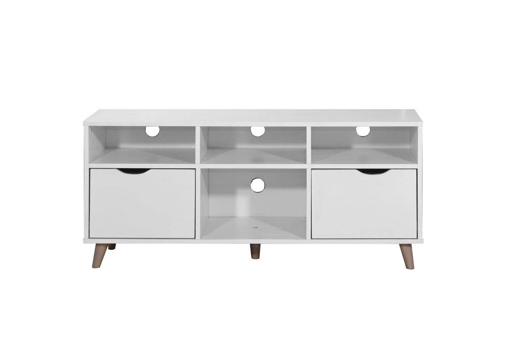 Pulford 2 Drawer TV Cabinet Stand in White by TAD - Price Crash Furniture